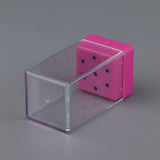 Maxbell 7 Holes Nail Drill Bits Holder Stand Organizer Case Manicure Box Rose Red
