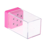 Maxbell 7 Holes Nail Drill Bits Holder Stand Organizer Case Manicure Box Rose Red