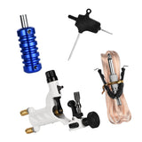 Maxbell Complete Tattoo Kit Rotary Tattoo Machine Gun Grip Tube Wrench Clip Cord Blue