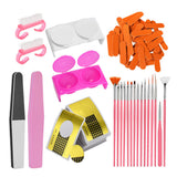 Maxbell Lots of Beauty Manicure Nail Brush,Art Pen,Files,Cup,Nail Art Tools Golden