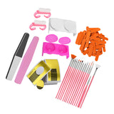 Maxbell Lots of Beauty Manicure Nail Brush,Art Pen,Files,Cup,Nail Art Tools Golden