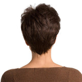 Maxbell 8'' Short Pixie Cut Curly Wig Women Human Hair Layered Wavy Daily Party Wig
