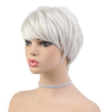 Maxbell Human Hair Wig Fluffy Texture Short Wig&Bangs Pixie Cut Wigs for White Women - Aladdin Shoppers