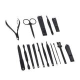 Maxbell 16pcs Nail Care Set Nail Clipper Scissor Manicure Pedicure Kit Unisex Blue