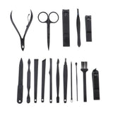 Maxbell 16pcs Nail Care Set Nail Clipper Scissor Manicure Pedicure Kit Unisex Blue