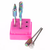 Maxbell 7pcs/set Nail Polishing Cuticle Removal Nail Drill Bit Pink Display Stand