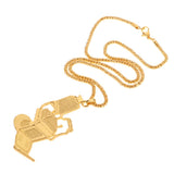 Maxbell Premium Golden Alloy Barber Chair Pendant Necklace Durabl Seat Stool Pendant