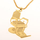 Maxbell Premium Golden Alloy Barber Chair Pendant Necklace Durabl Seat Stool Pendant