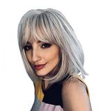 Maxbell 12'' Short Straight Bob Synthetic Wigs for Women Cosplay Costume w/ Wig Cap