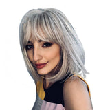 Maxbell 12'' Short Straight Bob Synthetic Wigs for Women Cosplay Costume w/ Wig Cap