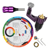 Maxbell Tattoo Machine Kit w/ Color Wheel Practise Set for Body Tattooing Art Purple