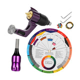 Maxbell Tattoo Machine Kit w/ Color Wheel Practise Set for Body Tattooing Art Purple