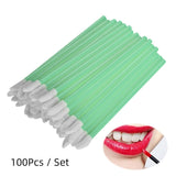 Maxbell 100pcs Disposable Lip Brush Lip Gloss Applicators Lipstick Wands Kits Green