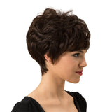 Maxbell 8 inch Short Curly Fluffy Women Human Hair Side Part Heat Safe Full Wigs