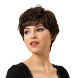 Maxbell 8 inch Short Curly Fluffy Women Human Hair Side Part Heat Safe Full Wigs