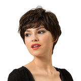 Maxbell 8 inch Short Curly Fluffy Women Human Hair Side Part Heat Safe Full Wigs