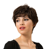 Maxbell 8 inch Short Curly Fluffy Women Human Hair Side Part Heat Safe Full Wigs