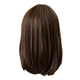 Maxbell 14'' Elegant Women Human Hair Brown Long Straight Daily Wig with Neat Bangs