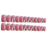 Max 24pcs Women Pink Square False Nail Art Tips Full Cover Press On Fake Nails