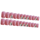 Max 24pcs Women Pink Square False Nail Art Tips Full Cover Press On Fake Nails