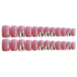 Max 24pcs Women Pink Square False Nail Art Tips Full Cover Press On Fake Nails