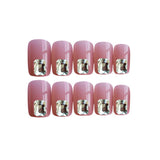 Max 24pcs Women Pink Square False Nail Art Tips Full Cover Press On Fake Nails