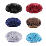 Adjustable Satin Silk Bonnet Night Sleep Cap Hat For Long Curly Natural Hair Coffee