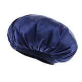 Adjustable Satin Silk Bonnet Night Sleep Cap Hat For Long Curly Natural Hair Dark Blue