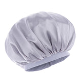 Max Adjustable Satin Silk Bonnet Night Sleep Cap Hat For Long Curly Natural Hair Silver