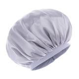 Max Adjustable Satin Silk Bonnet Night Sleep Cap Hat For Long Curly Natural Hair Silver