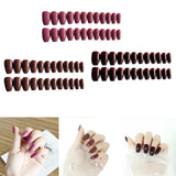 Maxbell 24pcs Women False Nail Art Tips Full Cover Press On Fake Nails Charms Pink