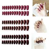 Maxbell 24pcs Women False Nail Art Tips Full Cover Press On Fake Nails Charms Pink