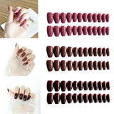 Maxbell 24pcs Women False Nail Art Tips Full Cover Press On Fake Nails Charms Pink