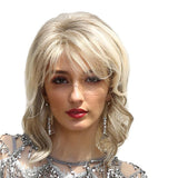 Maxbell 16'' Women Graceful Blonde Curly Wig Retro Style Wavy Cosplay Human Hair Wig