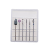 Maxbell 6pcs Diamond Nail Art Drill Bits Brush Set Manicure Polishing Head 3/32'' 02