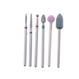 Maxbell 6pcs Diamond Nail Art Drill Bits Brush Set Manicure Polishing Head 3/32'' 02