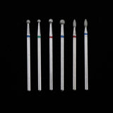 Maxbell 6pcs Diamond Nail Art Drill Bits Brush Set Manicure Polishing Head 3/32'' 04