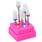 Maxbell Manicure Box Displayer Organizer Case Nail Drill Bit Holder Stand Red