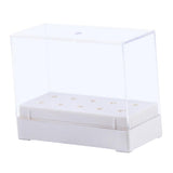 Maxbell 10 Holes Nail Drill Bits Holder Stand Organizer Case Display Box White