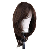 Maxbell 16'' Women Layered Fluffy Side Part Straight Wavy Cosplay Daily Party Wigs Brown