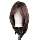 Maxbell 16'' Women Layered Fluffy Side Part Straight Wavy Cosplay Daily Party Wigs Brown