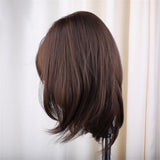 Maxbell 16'' Women Layered Fluffy Side Part Straight Wavy Cosplay Daily Party Wigs Brown