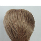 Maxbell 8" Light Brown Short Straight Human Hair Wigs Fluffy Side Part Full Wigs