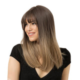 Maxbell 20'' Long Straight Cosplay Wig W/ Bangs for Women Cosplay Brown Ombre Blonde