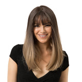 Maxbell 20'' Long Straight Cosplay Wig W/ Bangs for Women Cosplay Brown Ombre Blonde