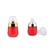 Portable Empty Glass Pump Bottles Travel Serums Creams Container Red Golden