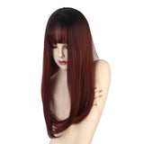 Max 20'' Long Straight Women Synthetic Wigs w/ Bangs Natural Looking Cosplay Wig