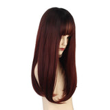 Max 20'' Long Straight Women Synthetic Wigs w/ Bangs Natural Looking Cosplay Wig