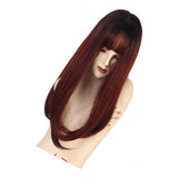 Max 20'' Long Straight Women Synthetic Wigs w/ Bangs Natural Looking Cosplay Wig