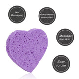 5x Heart Shaped Face Cleansing Sponge Washing Pad Makeup Removal Puff Purple